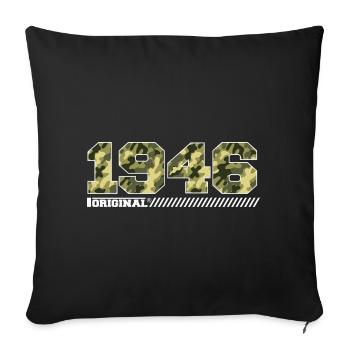 1946 Cadeau Anniversaire Vintage 1946 Armée - Housse de coussin décorative 45 x 45 cm - noir - Devant