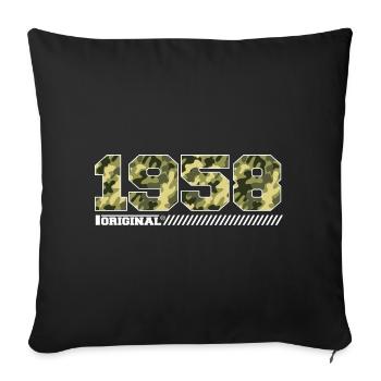 1958 Cadeau Anniversaire Vintage 1958 Armée - Housse de coussin décorative 45 x 45 cm - noir - Devant