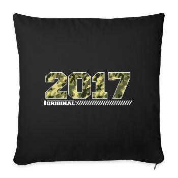 Cadeau Anniversaire 2017 Millésime 2017 Armée - Housse de coussin décorative 45 x 45 cm - noir - Devant
