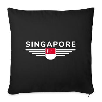 Singapore Fan Outfit Design T Shirt - Sofa pillowcase 17,3'' x 17,3'' (45 x 45 cm) - black - Front