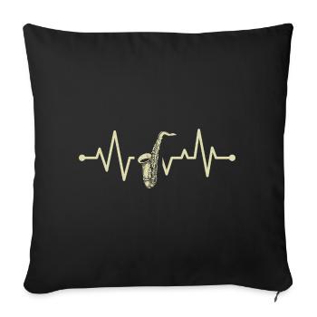Saxophone à battement de cœur - Housse de coussin décorative 45 x 45 cm - noir - Devant