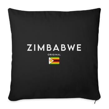 Drapeau du Zimbabwe, fierté zimbabwéenne - Housse de coussin décorative 45 x 45 cm - noir - Devant