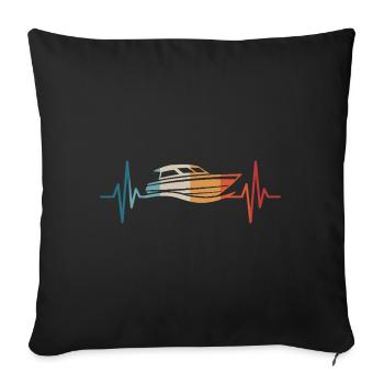 Motor Boat Heartbeat Motorboating Captain - Sofa pillowcase 17,3'' x 17,3'' (45 x 45 cm) - black - Front