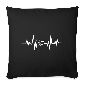 Motif de stéthoscope Heartbeat - Housse de coussin décorative 45 x 45 cm - noir - Devant
