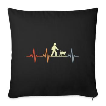Dog Owner Heartbeat - Sofa pillowcase 17,3'' x 17,3'' (45 x 45 cm) - black - Front