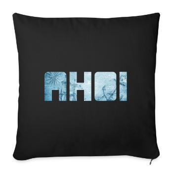 Ahoy, navire, ancre, vacances, mer, maritime, mer du Nord, frais - Housse de coussin décorative 45 x 45 cm - noir - Devant