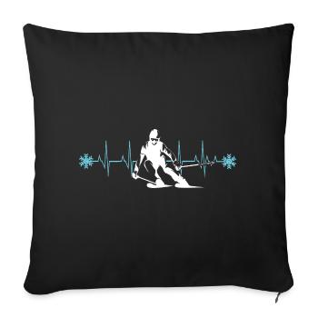 Silhouette de skieur hiver minimaliste - Housse de coussin décorative 45 x 45 cm - noir - Devant