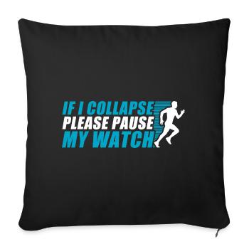 Si je m’effondre drôle course à pied coureur de jogging - Housse de coussin décorative 45 x 45 cm - noir - Devant
