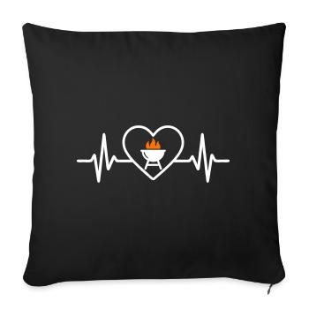 Cœur Barbecue – Passion Grillades - Housse de coussin décorative 45 x 45 cm - noir - Devant
