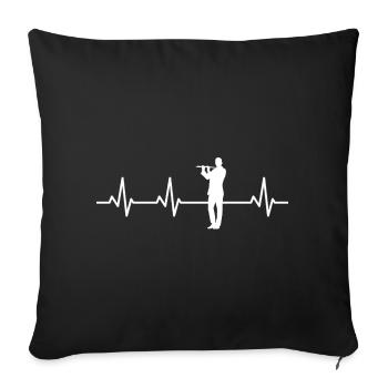 Flute player pulse line ECG - Sofa pillowcase 17,3'' x 17,3'' (45 x 45 cm) - black - Front