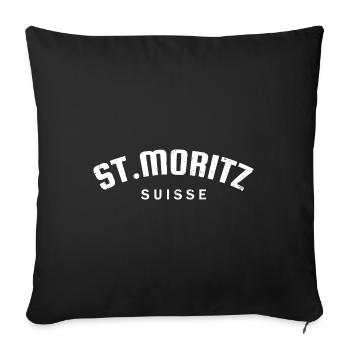 St. Moritz - Suisse - Switzerland - Swiss - Sofa pillowcase 17,3'' x 17,3'' (45 x 45 cm) - black - Front