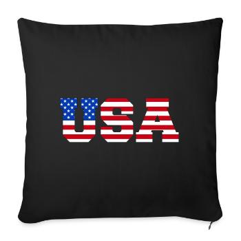 USA Lettreries America Fan Drapeau américain - Housse de coussin décorative 45 x 45 cm - noir - Devant