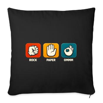 Pierre-papier Ommm Méditation drôle Yoga Médite - Housse de coussin décorative 45 x 45 cm - noir - Devant