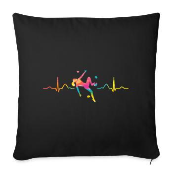 Boulderer Herzschlag Boulder Bouldern - Sofakissenbezug 45 x 45 cm - Schwarz - Vorne