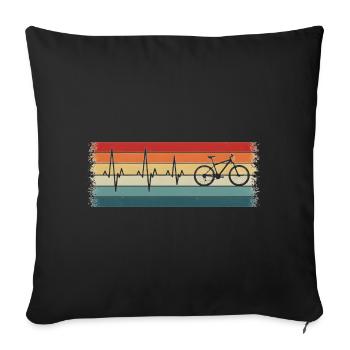 Retro Cycling Heartbeat Cycling MTB - Sofa pillowcase 17,3'' x 17,3'' (45 x 45 cm) - black - Front