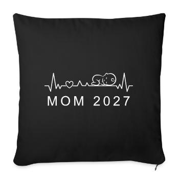 Mom 2027 Baby Heartbeat Pregnancy Announcement - Sofa pillowcase 17,3'' x 17,3'' (45 x 45 cm) - black - Front