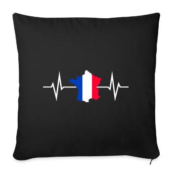 France Love Country Outline Contour Heartbeat - Housse de coussin décorative 45 x 45 cm - noir - Devant