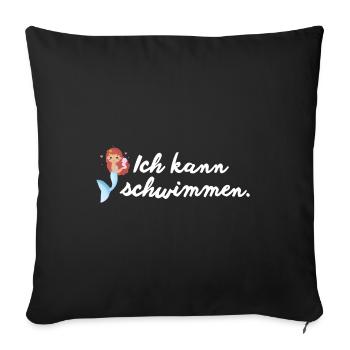 Ich kann schwimmen Meerjungfrau Cartoon - Sofakissenbezug 45 x 45 cm - Schwarz - Vorne