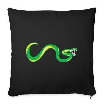 Poisonous snake green mamba snake shows fangs - Sofa pillowcase 17,3'' x 17,3'' (45 x 45 cm) - black - Front