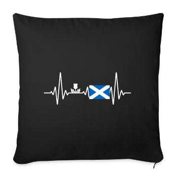 Ecosse battement de coeur drapeau écossais Saltire - Housse de coussin décorative 45 x 45 cm - noir - Devant