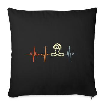 Vintage Yoga Herzlinie - Sofakissenbezug 45 x 45 cm - Schwarz - Vorne