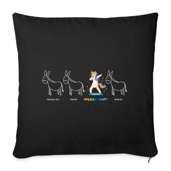 PFLEGEKRAFT Einhorn Beruf Besonders Einzigartig - Sofakissenbezug 45 x 45 cm - Schwarz - Vorne