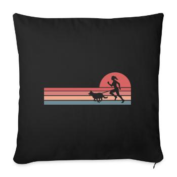 Canicross Lauf mit Hund Canicross Läuferin - Sofakissenbezug 45 x 45 cm - Schwarz - Vorne