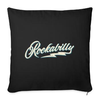Rockabilly - 50s Retro - 1950er Jahre Rock n Roll - Sofakissenbezug 45 x 45 cm - Schwarz - Vorne