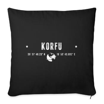 Corfou Coordonnées Géographiques Stylisées - Housse de coussin décorative 45 x 45 cm - noir - Devant
