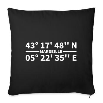 Coordonnées de Marseille - Housse de coussin décorative 45 x 45 cm - noir - Devant