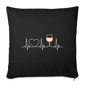 Weinglas Heartbeat Weißwein Herzschlag Weißweinfan - Sofakissenbezug 45 x 45 cm - Schwarz - Vorne