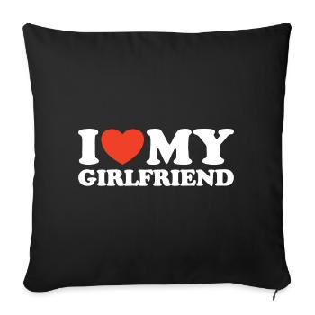 J’aime ma chemise coeur de copine - Housse de coussin décorative 45 x 45 cm - noir - Devant