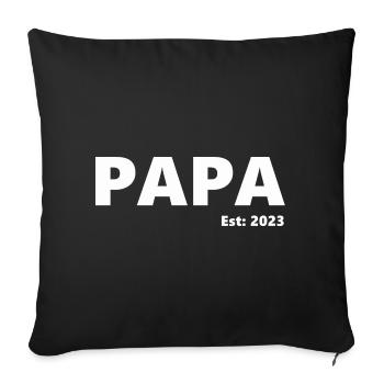 Endlich Vater - Geburt u.stolzer Vater 2023 - Papa - Sofakissenbezug 45 x 45 cm - Schwarz - Vorne