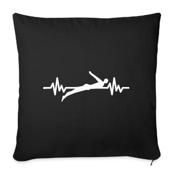 Heartbeat Swimmer - Diver Water Sports Athlete - Sofa pillowcase 17,3'' x 17,3'' (45 x 45 cm) - black - Front
