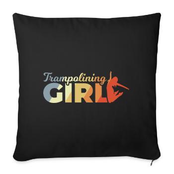 Lustiges Trampolin Mädchen - Sofakissenbezug 45 x 45 cm - Schwarz - Vorne