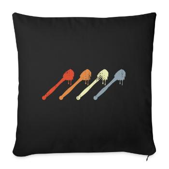 Cuillère au miel vintage - Housse de coussin décorative 45 x 45 cm - noir - Devant