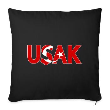 Usak Drapeau de la Turquie - Housse de coussin décorative 45 x 45 cm - noir - Devant