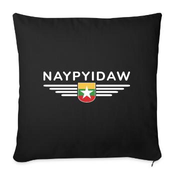 Naypyidaw T-Shirt – Capital Style - Sofa pillowcase 17,3'' x 17,3'' (45 x 45 cm) - black - Front