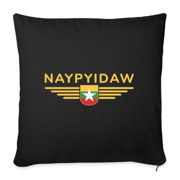 Naypyidaw T-Shirt – Capital Style - Sofa pillowcase 17,3'' x 17,3'' (45 x 45 cm) - black - Front