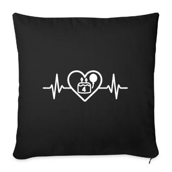Anniversaire Enfant 4 Ans Gâteau Cœur - Housse de coussin décorative 45 x 45 cm - noir - Devant