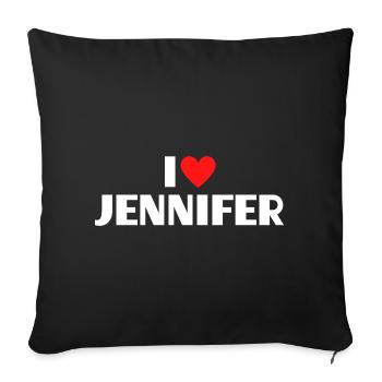 I love Jennifer Red Heart Romantic Name Fan - Sofa pillowcase 17,3'' x 17,3'' (45 x 45 cm) - black - Front
