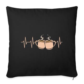 Café Pulse Heartbeat Deux tasses - Housse de coussin décorative 45 x 45 cm - noir - Devant