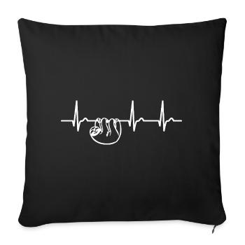 Courbe ECG de paresseux - Courbe cardiaque - Pouls - Housse de coussin décorative 45 x 45 cm - noir - Devant