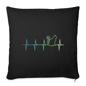 cat heartbeat cats - Sofa pillowcase 17,3'' x 17,3'' (45 x 45 cm) - black - Front
