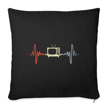 Vintage TV Heart Palpitations - Sofa pillowcase 17,3'' x 17,3'' (45 x 45 cm) - black - Front