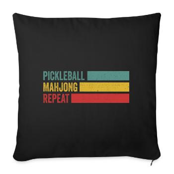 Pickleball Mahjong Repeat Retro Stripes - Sofa pillowcase 17,3'' x 17,3'' (45 x 45 cm) - black - Front