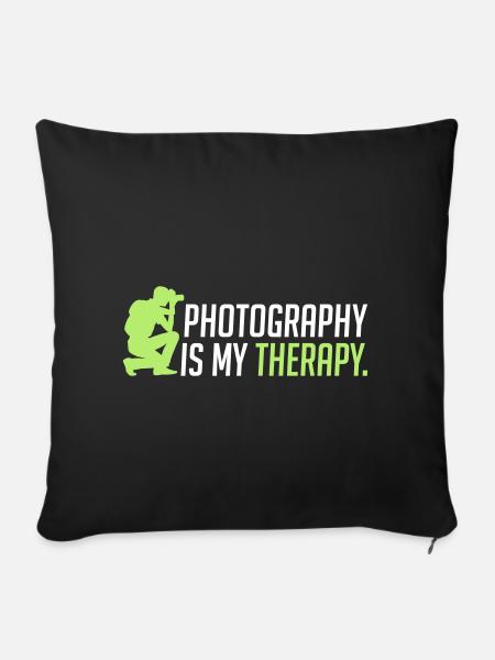Photography is my therapy - therapie - Sofakissenbezug 45 x 45 cm - Schwarz