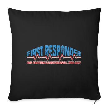 First responder with a heartbeat and cool saying - Sofa pillowcase 17,3'' x 17,3'' (45 x 45 cm) - black - Front
