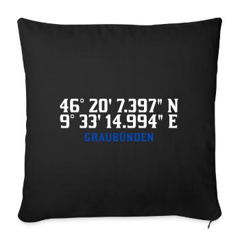 Graubünden Koordinaten Karte - Sofakissenbezug 45 x 45 cm - Schwarz - Vorne