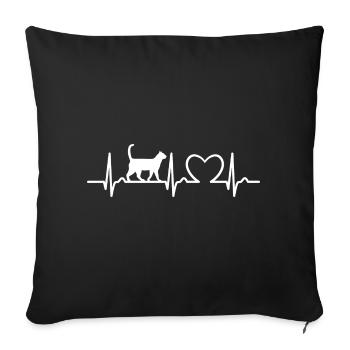 Heart Curve Cat - Cat Mom Cat Fan Pet - Sofa pillowcase 17,3'' x 17,3'' (45 x 45 cm) - black - Front